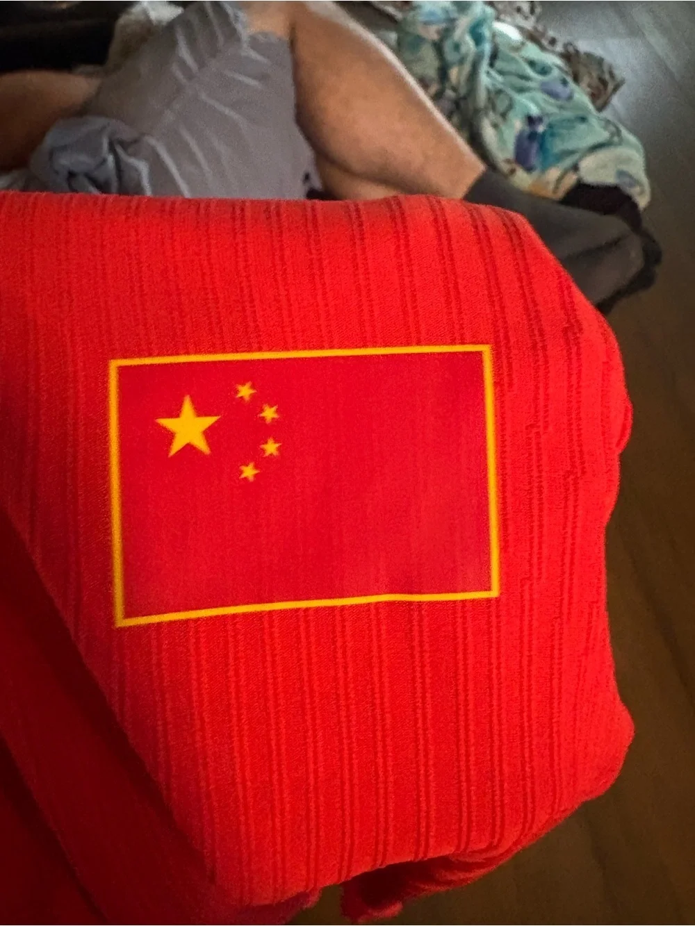 Nike Red Polo Top with Yellow Swoosh and Flag Patch